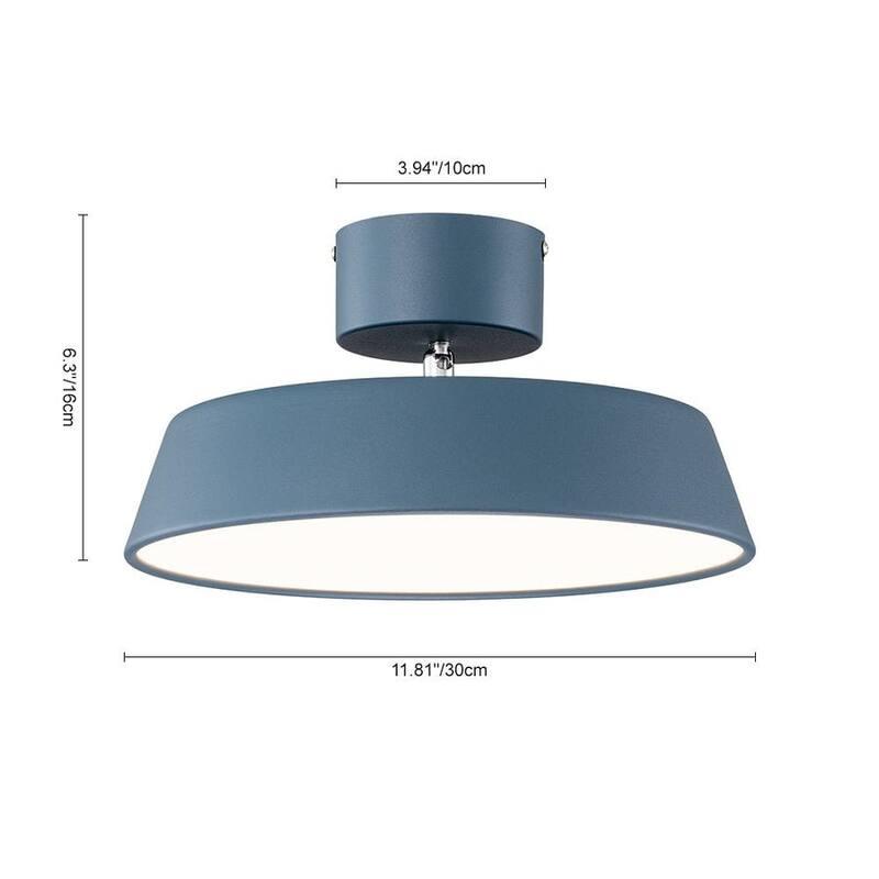 Scandinavian Adjustable Drum LED Semi Flush Ceiling Light - 12in