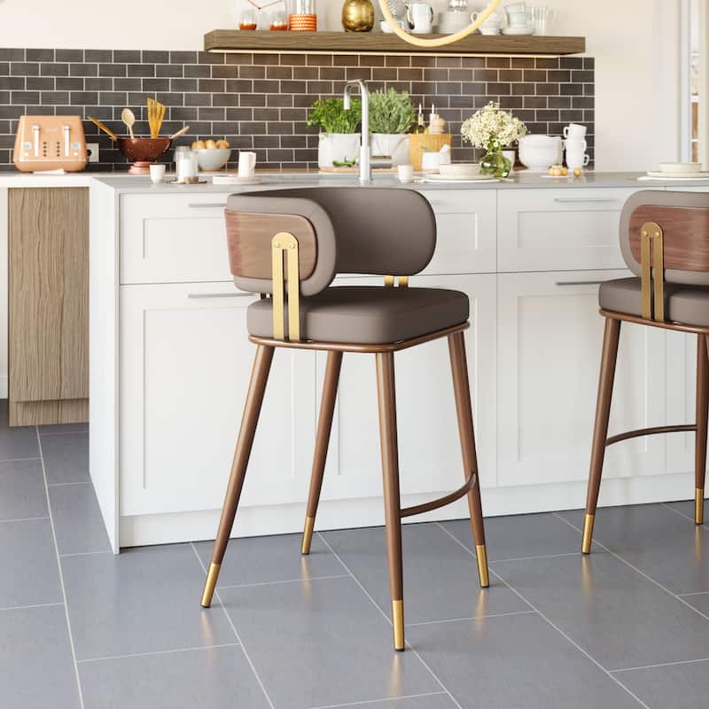 Brew Barstool Brown & Walnut - Brown/Walnut