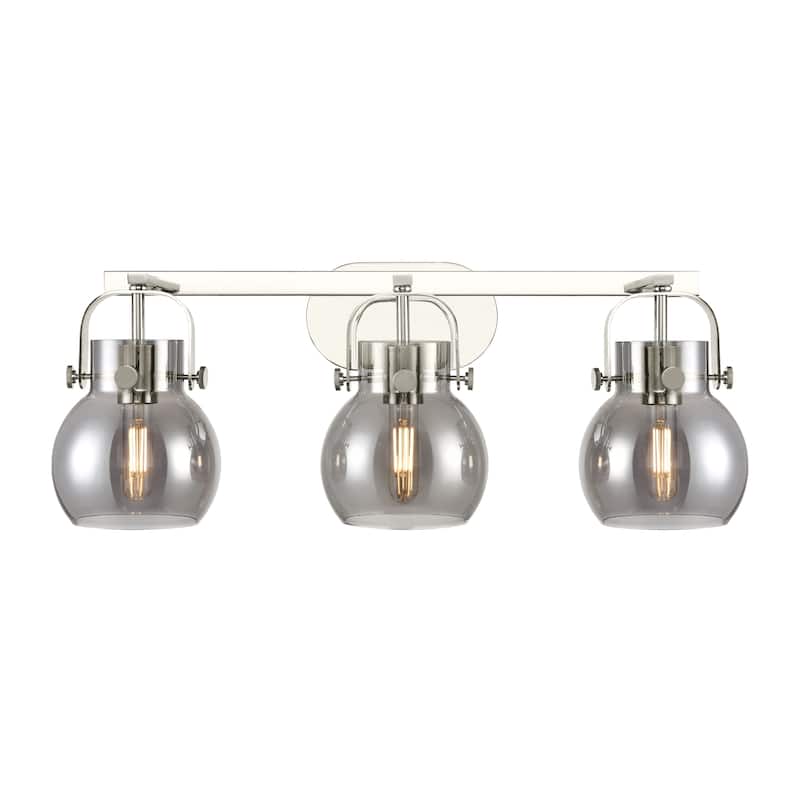 Innovations Lighting 423-3W-10-27 Pilaster II Sphere Vanity Pilaster - Polished Nickel / Plated Smoke