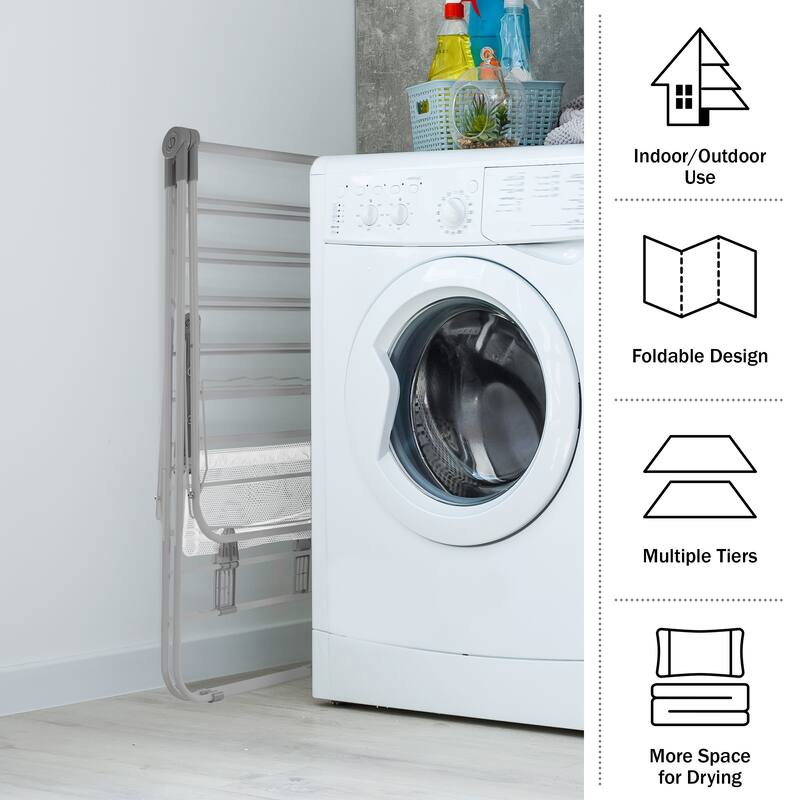 Everyday Home Indoor/Outdoor Folding Clothes Drying Rack
