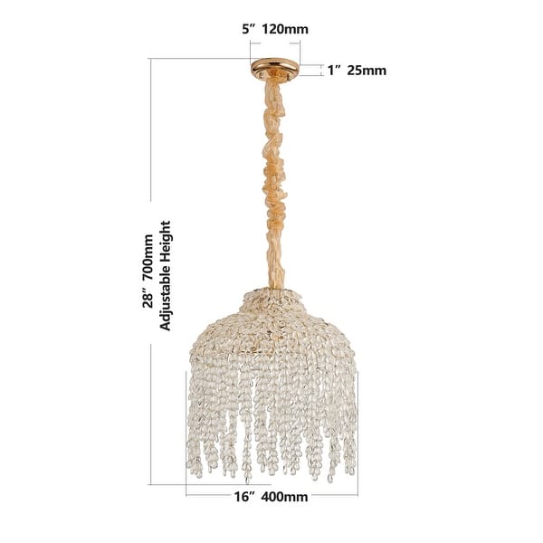 16 Inch 5-Light Crystal Pendant Light Chandelier-Elegant Waterfall ...