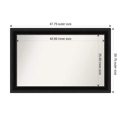 Parlor Black Framed Non-Beveled Custom Wall Mirror, Bathroom Vanity Mirror