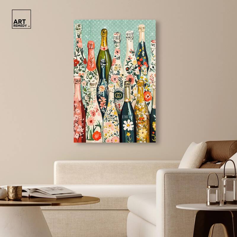 Floral Collection Bottles Canvas by Art Remedy, Gallery Wrapped