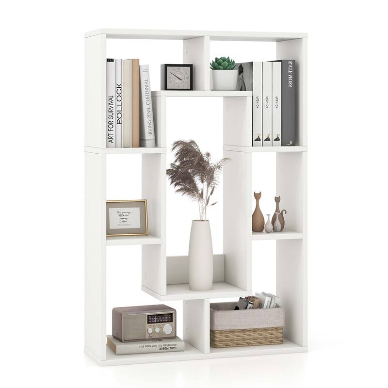 Costway 7-Cube Geometric Bookshelf with Anti-Toppling Device Modern - See Details - White