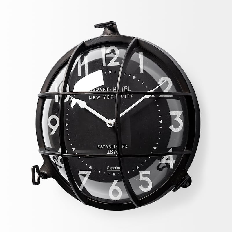 Mercana Bellmond 15" Round Large Industrial Wall Clock - 15.0L x 6.0W x 15.0H