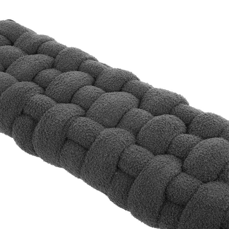 Christopher Knight Home - Teddy Braided Upholstered Bench with Black Metal Legs End-of-Bed Seating