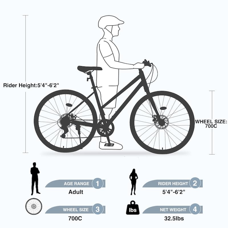 White Cross-Country Bikes Hybrid Bikes City Bicycle Unisex Bikes