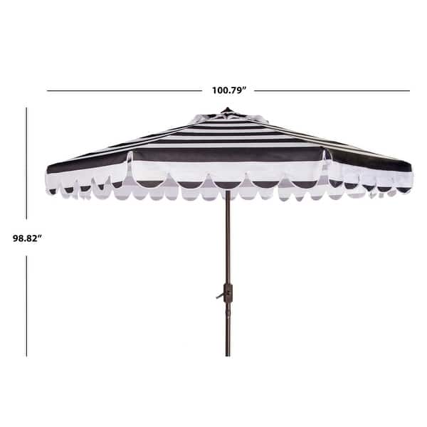 SAFAVIEH Maui 9ft Round Outdoor Patio Umbrella - UV Resistant with Crank & Button Tilt