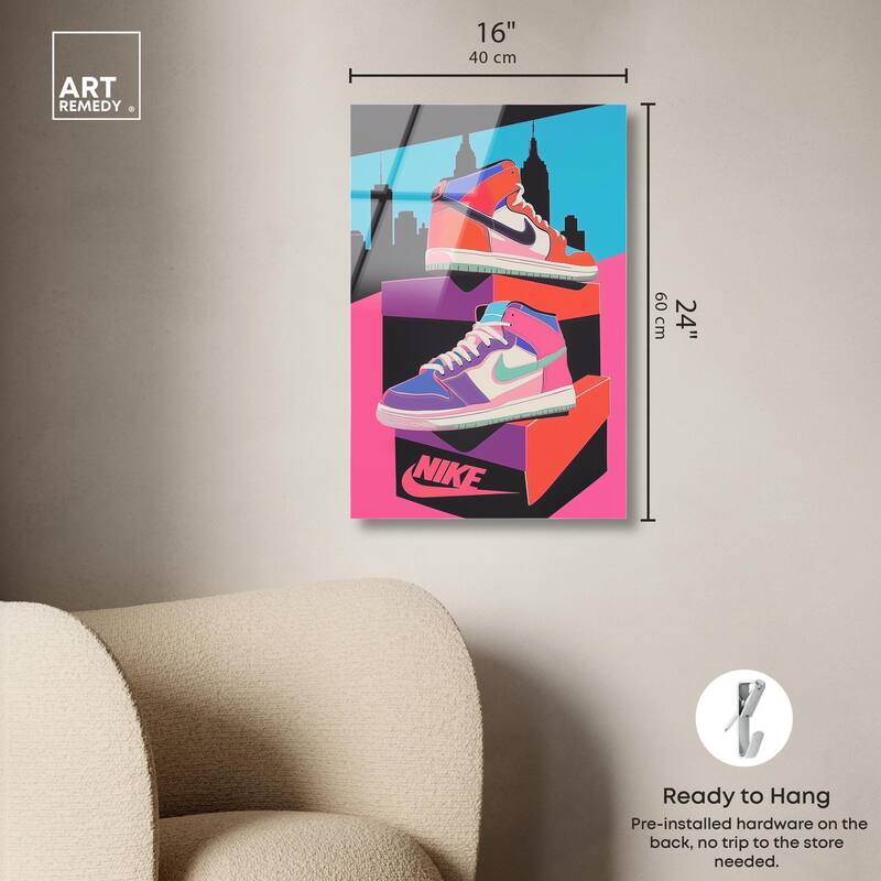 City Pop Sneakers Acrylic by Art Remedy, Ready to Hang