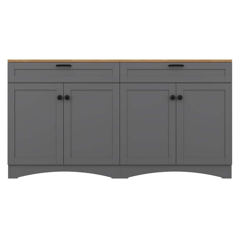 Farmhouse TV Stand with 2 Drawers, for TVs Up to 70" - 62.9" W × 15.7" D × 33.4" H