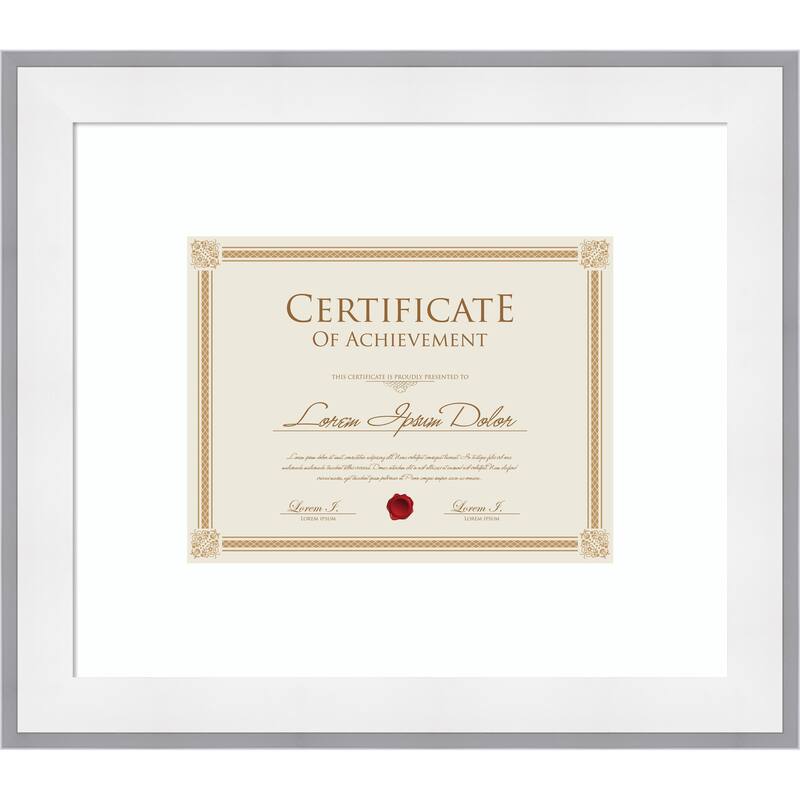 Maya Picture Frame, Photo Frame - 17x14.5 Matted to 11x9 - Maya White Silver