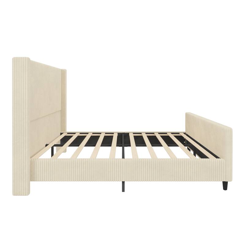 50.7 inches High Headboard Corduroy Upholstered Bed Frame