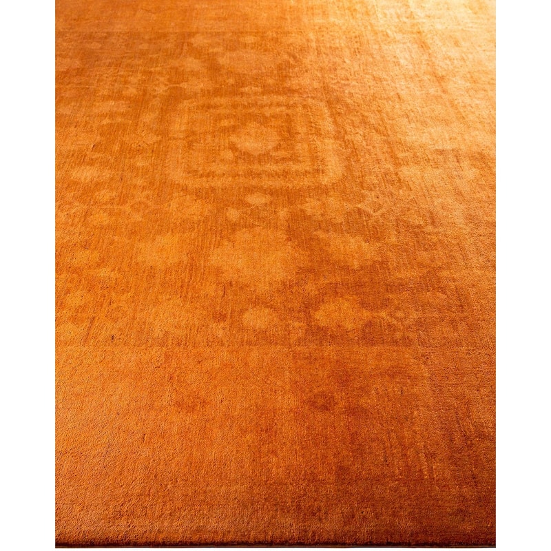 Overton Hand Knotted Wool Vintage Inspired Modern Contemporary Overdyed Orange Area Rug - 9' 1" x 16' 9"