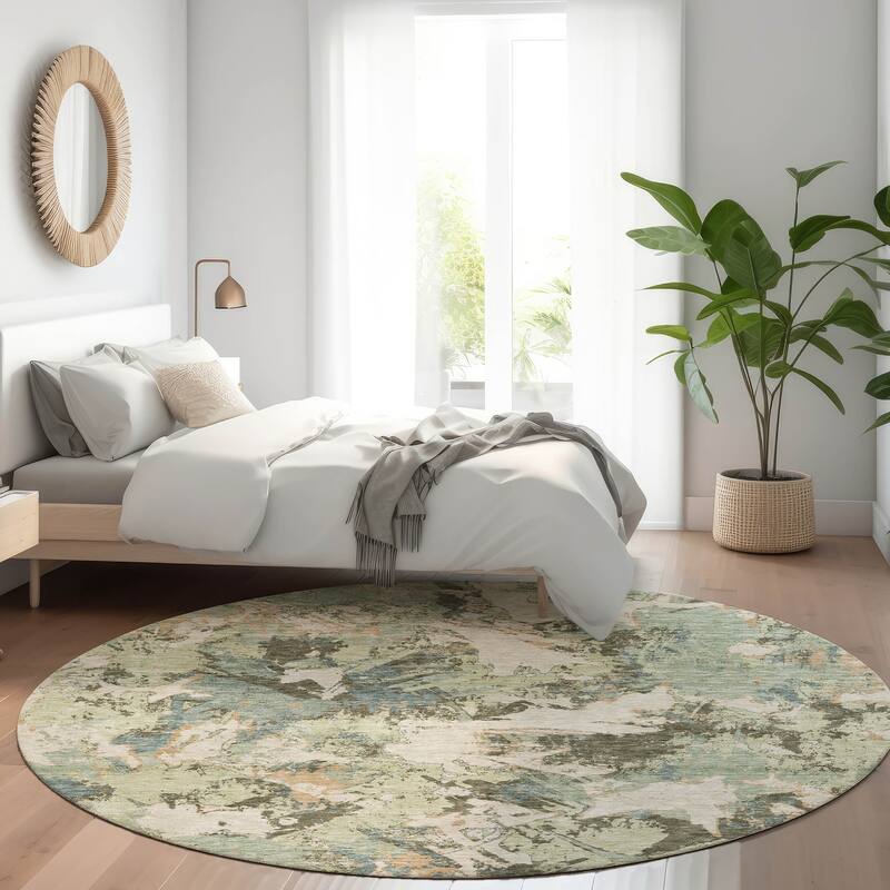 Premium Washable Super Soft Abstract Floral Mayfield Rug - Beige - 8' x 8'
