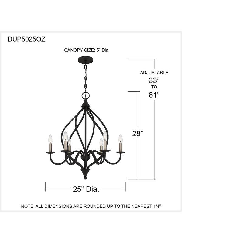 Dupont 6-Light Old Bronze Chandelier - Old Bronze
