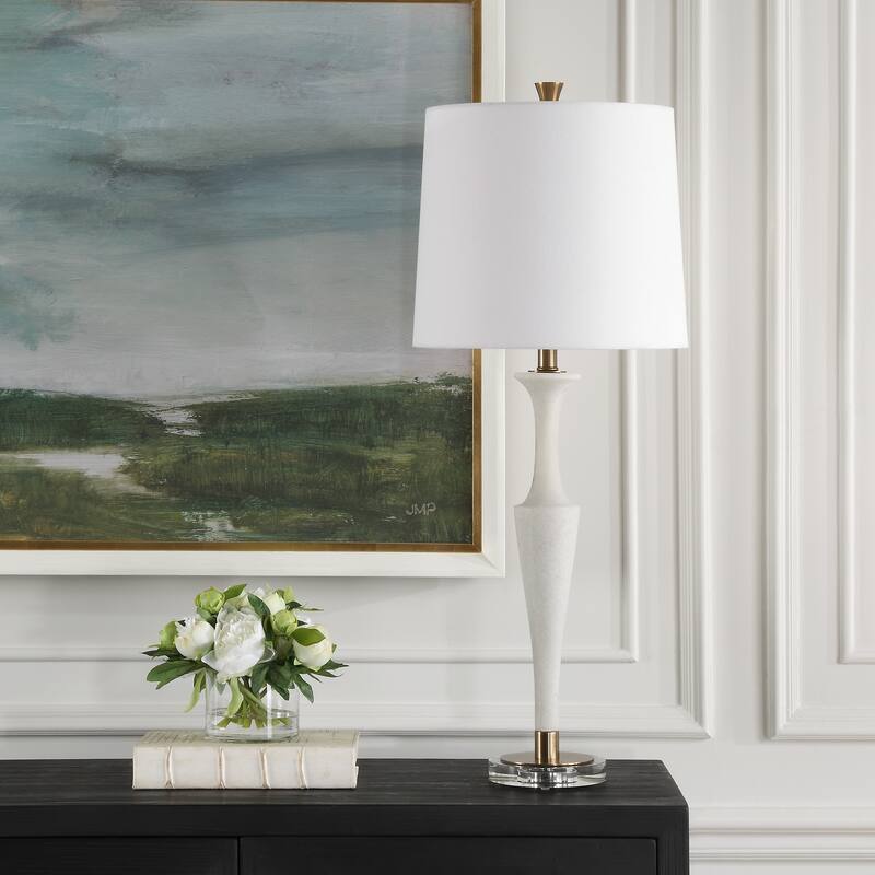 Uttermost Colette White Stone Table Lamp - 35.5'' H X 14'' W X 14'' D