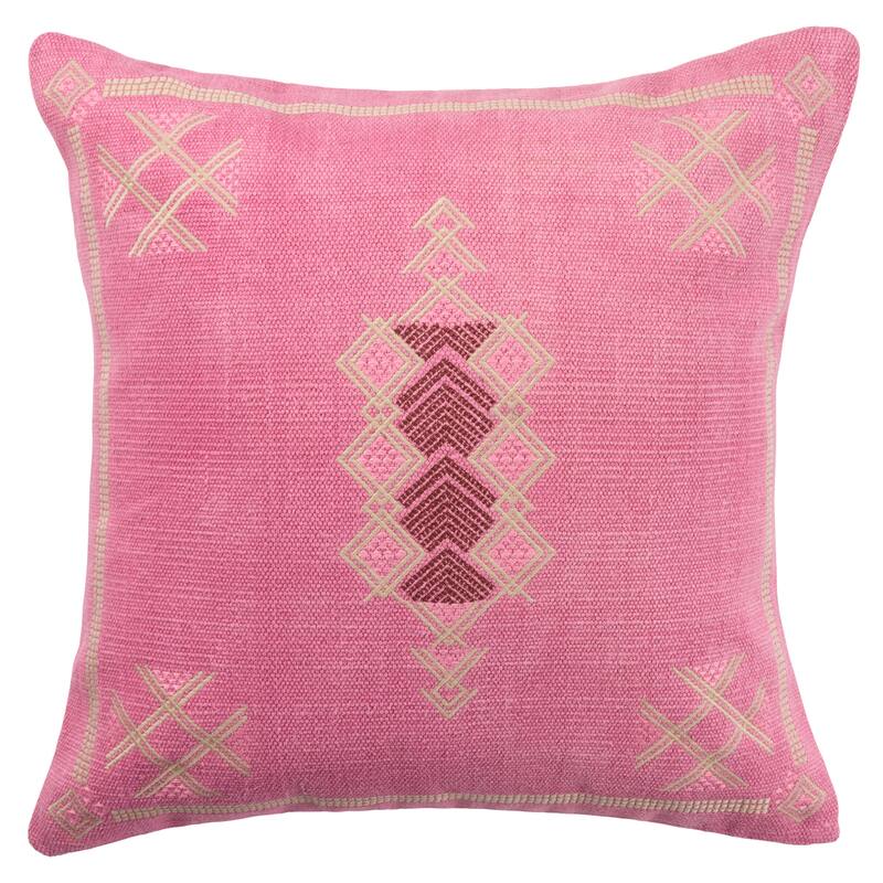 Anaya Tribal Pillow - 24"X24" Cover Only - Pink/Tan