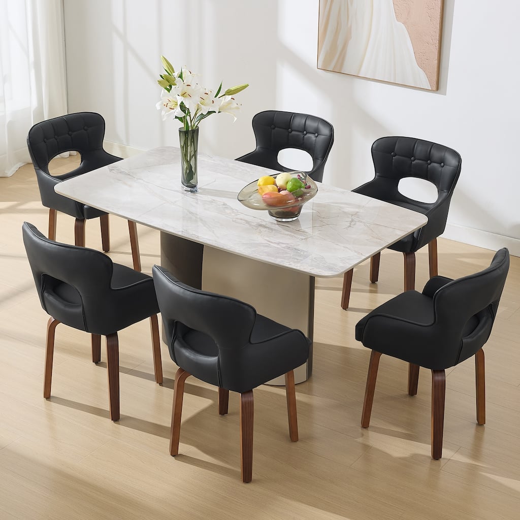Bentwood Swivel Dining Chairs Set of 2/4/6, Faux Leather Upholstered Chairs Kitchen Chairs