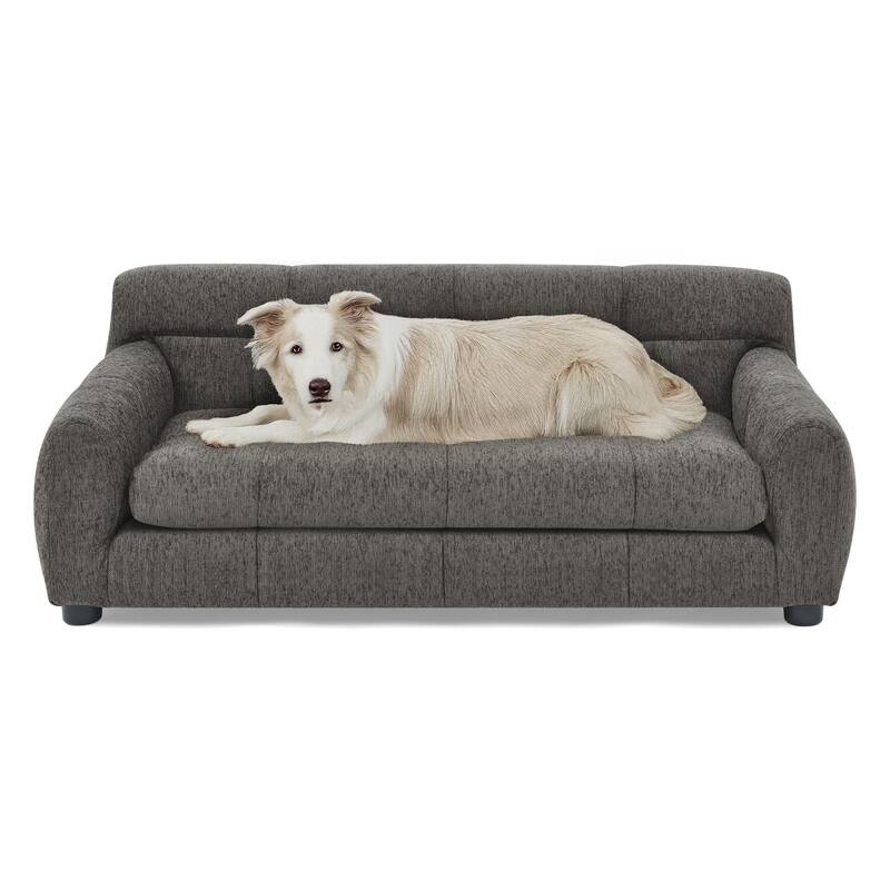 Roomfitters Soft Pet Sofa with Backrest and Armrests, Modern Rectangular Dog Couch for Small and Medium Dogs