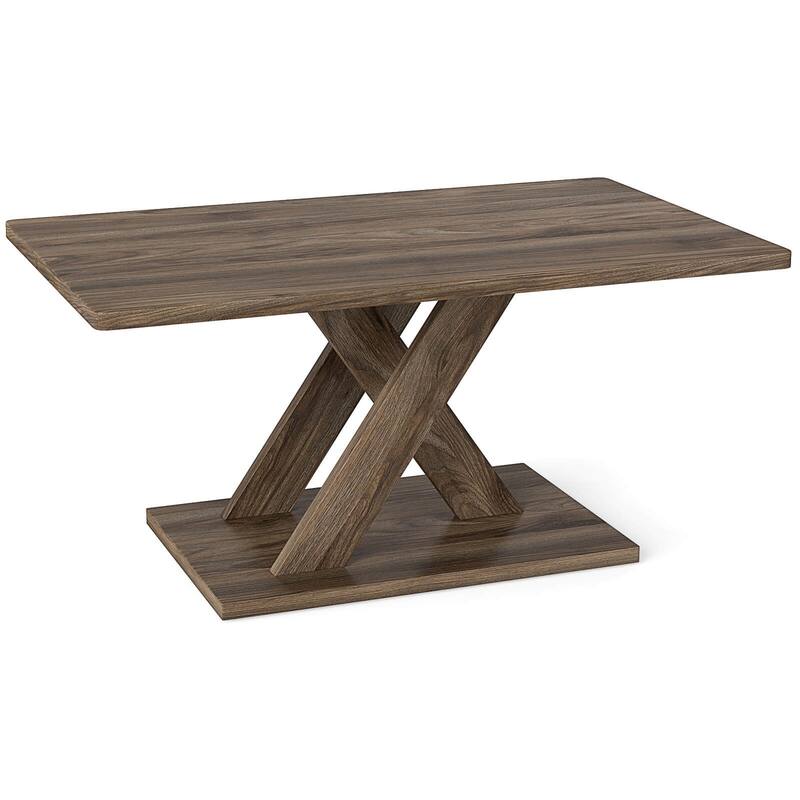 Costway 37.5” Coffee Table with Stable Base & Rubber Wood Connection - See Details