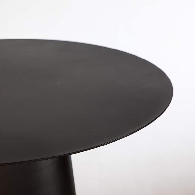 DancyHome Outdoor Mid Century Modern Metal Single Round Coffee Table -Black 23.6"W