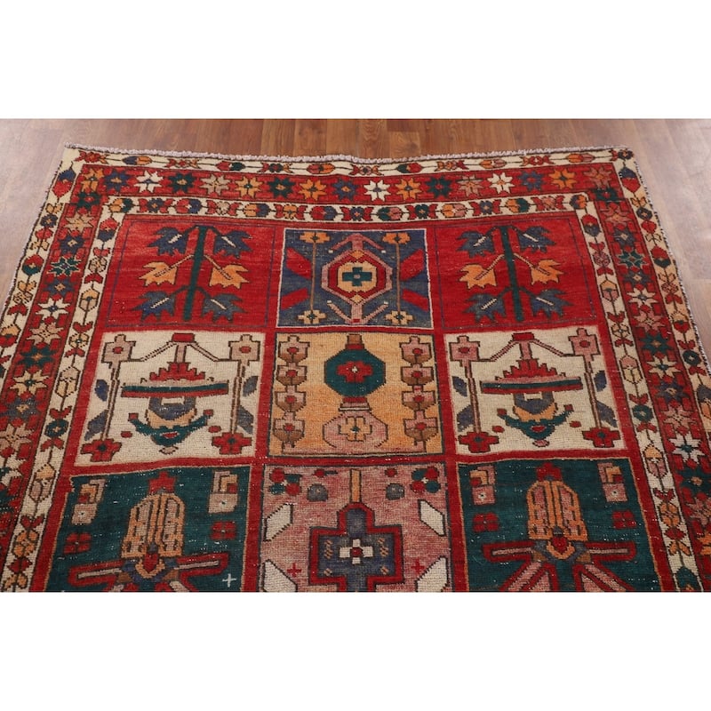Distressed Bakhtiari Persian Vintage Rug Handmade Wool Carpet - 4'8" x 6'5"