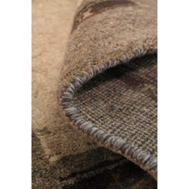 Hand Knotted Oriental 100% Wool Carpet Modern Bordered Beige & Ivories Gabbeh Area Rug - 4' 5'' X 2' 2''