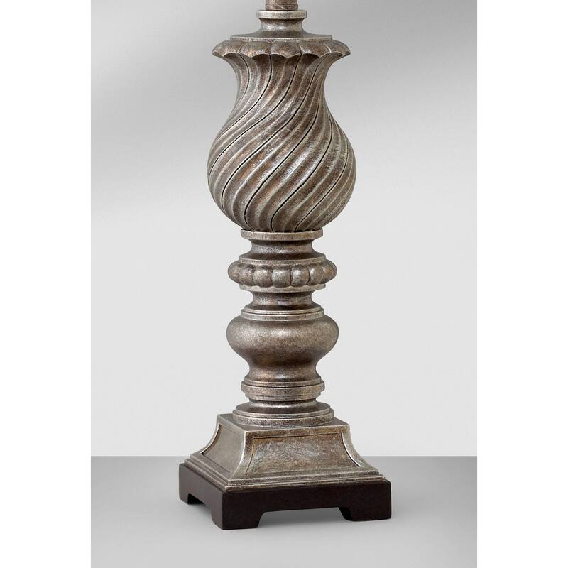 Mulinello Table 30 in. Aged Silver with Black Table Lamp