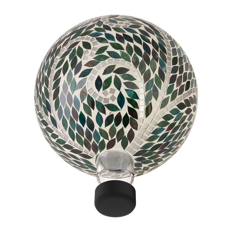 8" Mosaic Gazing Globe with Scroll Pattern and Metal Stand