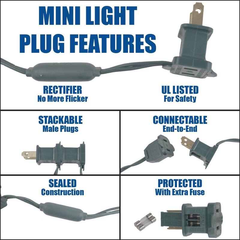 100 Light C6 LED Christmas Mini Light Set, Green Wire, 50 Feet