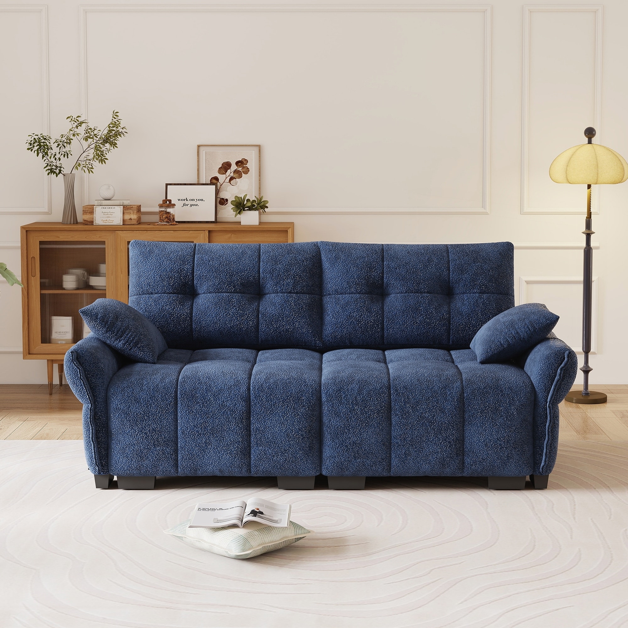 Modern Chenille Fabric Upholstery Two-Seater Sofa