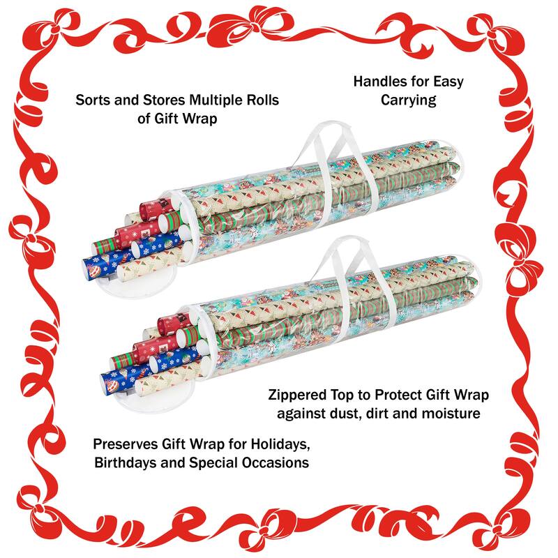 Wrapping Paper Storage - Set of 2 Organizers for 50 Rolls of Gift Wrap by Elf Stor