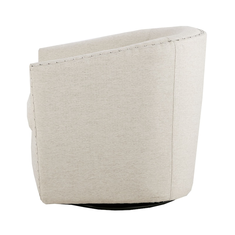 Madison Park Tyler Upholstered Swivel Barrel Chair with Nailheads