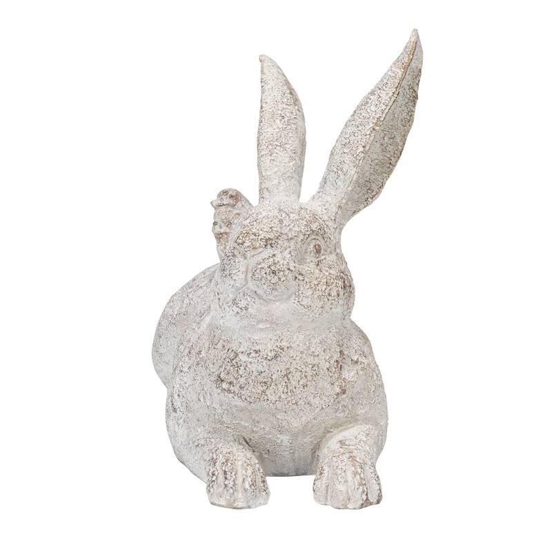 Decorative Resting Rabbit with Birds Figurine