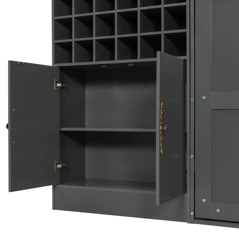 Roomfitters Full/Queen Size Murphy Bed Wall Bed with Sofa, Storage Shelves, USB Ports and Lighting