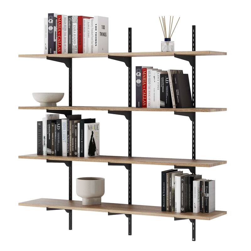 Wallniture Turin 48" Wall Mounted Shelves with Adjustable Brackets, Floating, Farmhouse & Boho Decor 2,3 or 4 Tier Options