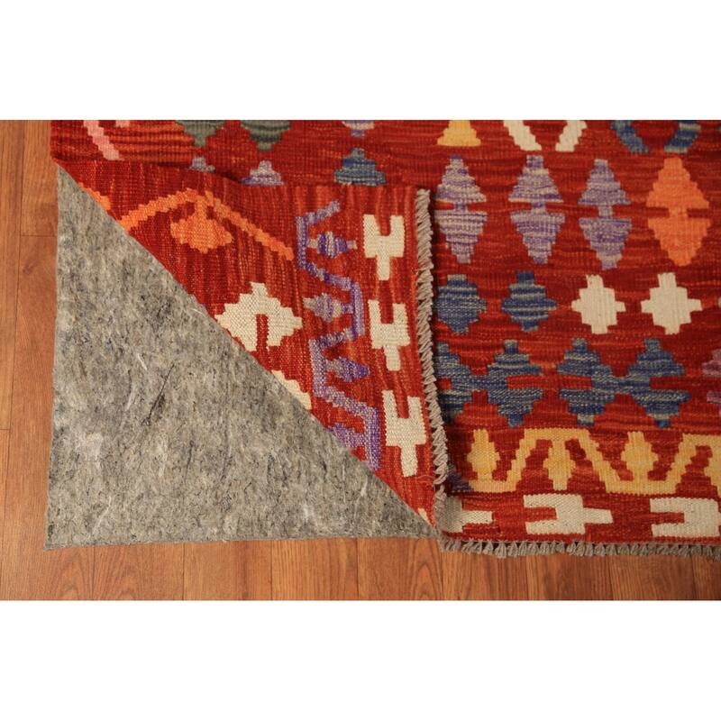 All-Over Geometric Kilim Oriental Large Rug Hand-Woven Wool Carpet - 10'5"x 16'2"