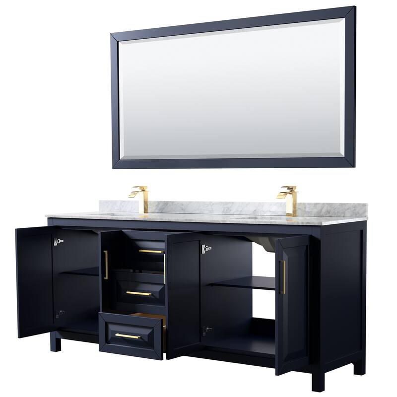 Daria 80-inch Double Vanity, Marble Top, 70-inch Mirror