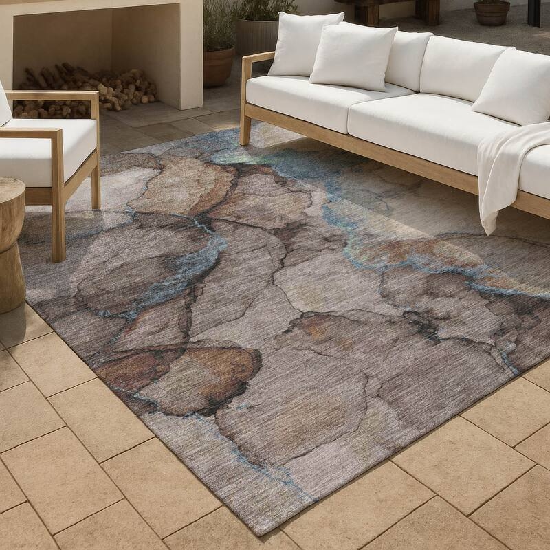 Machine Washable Indoor/ Outdoor Modern Brush Chantille Rug - Taupe - 2'6" x 3'10"