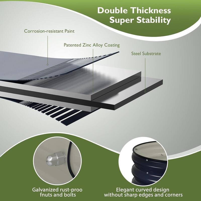 Raised Garden Bed Kit, 1 ft Galvanized Planter Box Outdoor