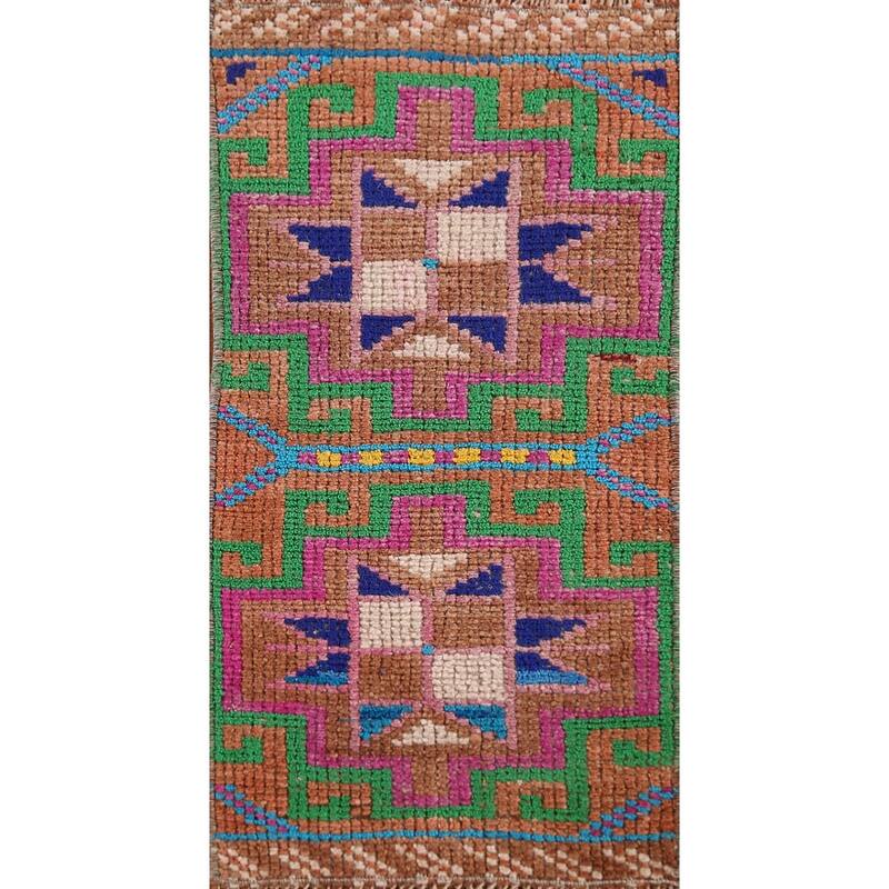 Hand Knotted Oriental 100% Wool Carpet Transitional Tribal Multi-Colored Anatolian Area Rug - 2' 2'' X 1' 0''