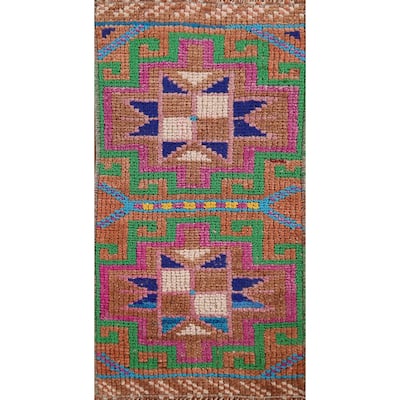 Hand Knotted Oriental 100% Wool Carpet Transitional Tribal Multi-Colored Anatolian Area Rug - 2' 2'' X 1' 0''