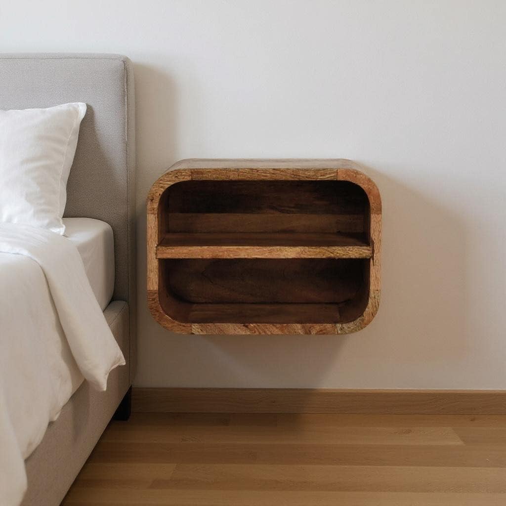 HomeRoots 14" Brown Solid Wood One Drawer Floating Nightstand