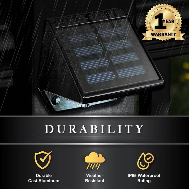 Classy Caps Black Aluminum Solar Deck and Wall Light (Set of 2)
