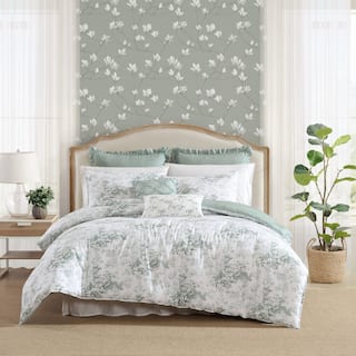 Laura Ashley Toile Delight Cotton Reversible Comforter Bonus Set
