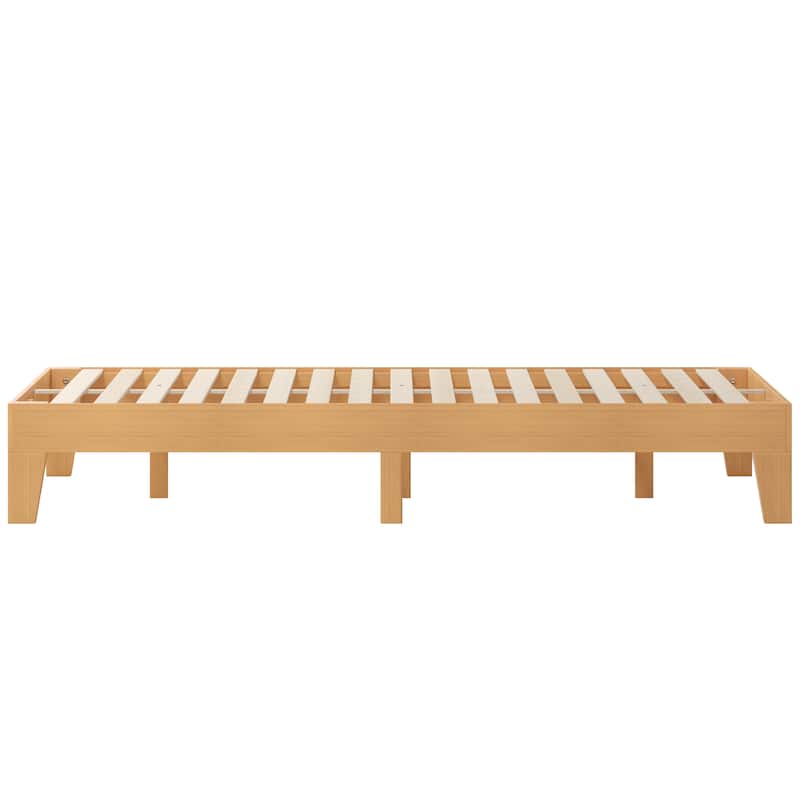 Wood Platform Bed with 14 Wooden Support Slats