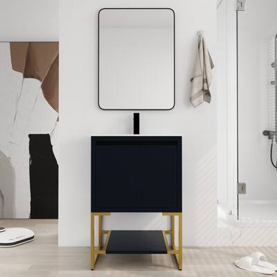 Beingnext 24" Bathroom Vanity with Sink, Freestanding Bathroom Vanity with Soft Close Doors and Shelf