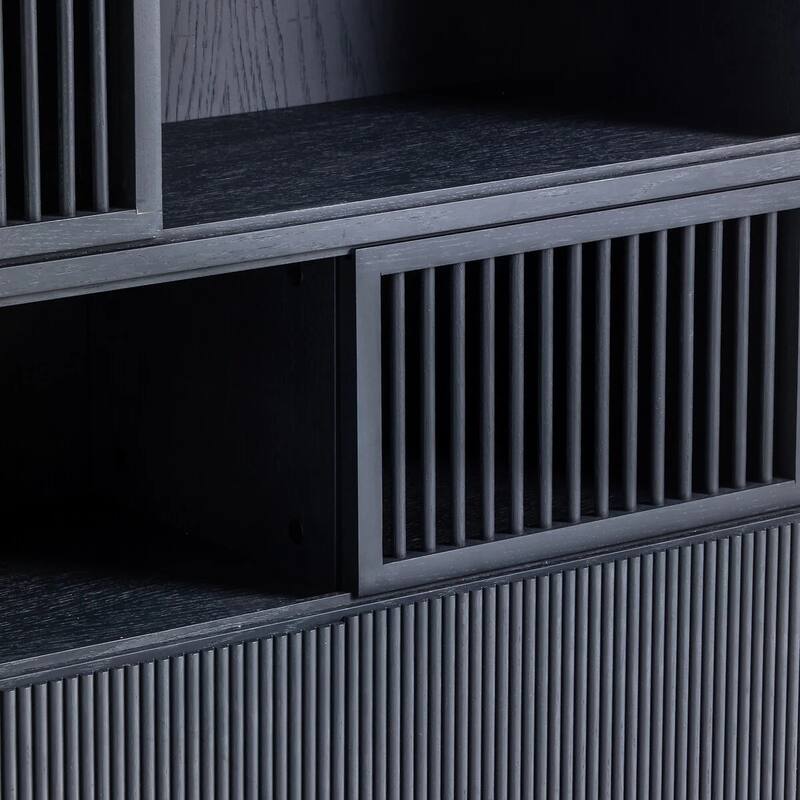 Bilbao Oak/Black Storage Bookcase