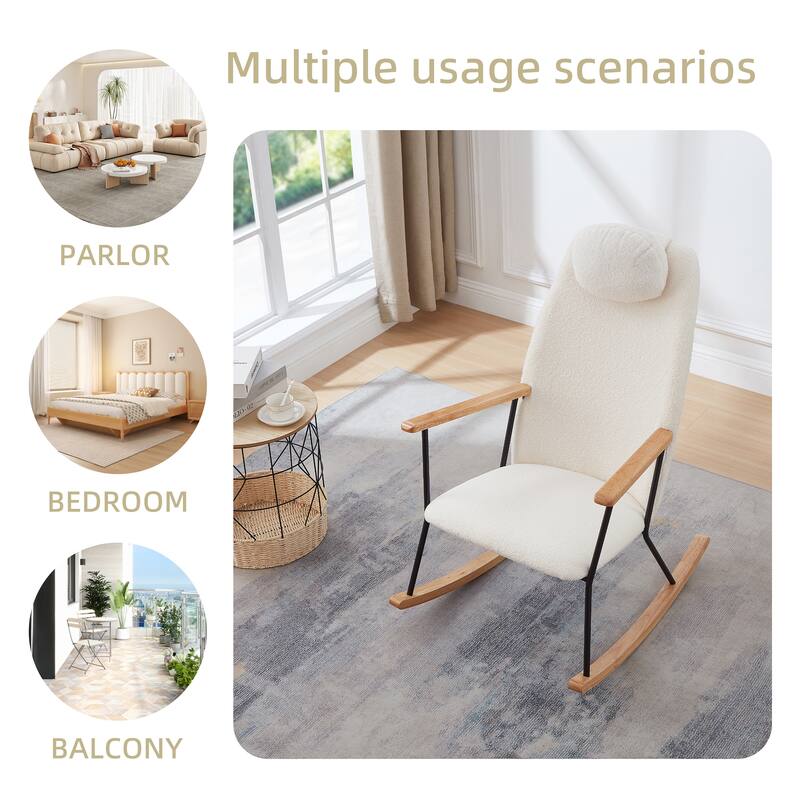Accent Rocking Chair with Adjustable Headrest Pillow
