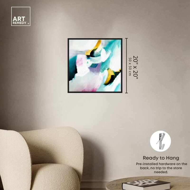 Art Remedy Still Violas Ii Framed Blue Abstract 1 Piece Canvas Wall Art